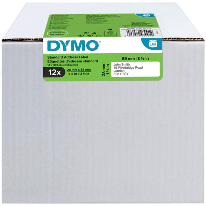 Etiket Dymo LabelWriter adressering 28x89mm 12 rollen á 130 stuks wit