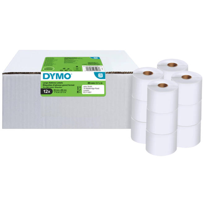 Etiket Dymo LabelWriter adressering 36x89mm 12 rollen á 260 stuks wit