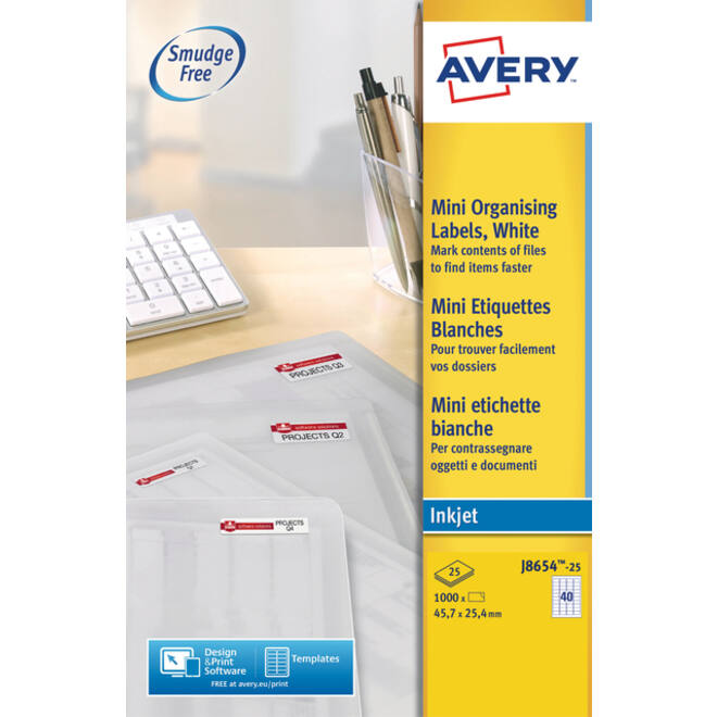 Etiket Avery J8654-25 45.7x25.4mm wit 1000stuks