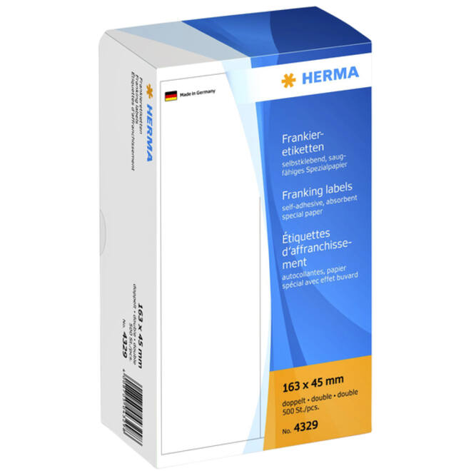 Frankeeretiket HERMA 4329 dubbel 163x45mm 500stuks