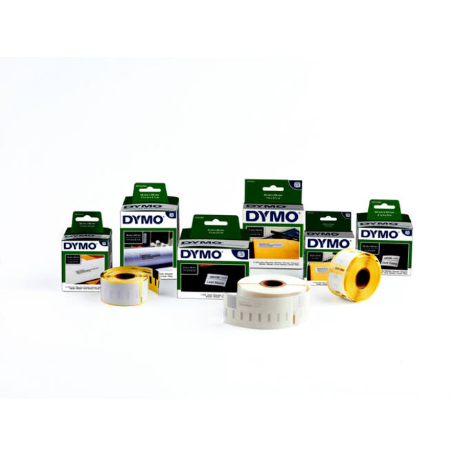 Labeltape Dymo LabelManager D1 polyester 12mm zwart op wit 10 stuks