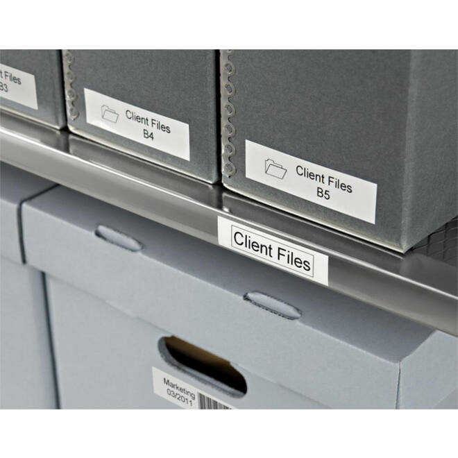 Labeltape Dymo LabelManager D1 polyester 12mm zwart op wit 10 stuks