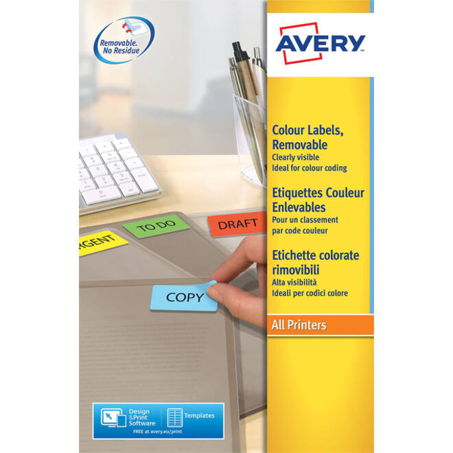 Etiket Avery L6041-20 45.7x21.2mm geel 960stuks