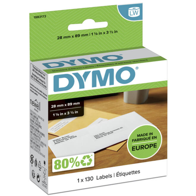 Etiket Dymo LabelWriter adressering 28x89mm 1 rol á 130 stuks wit