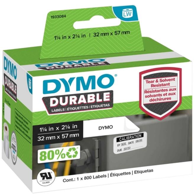 Etiket Dymo LabelWriter industrieel 32x57mm 1 rol á 800 stuks wit