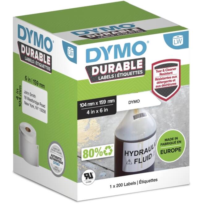 Etiket Dymo LabelWriter industrieel 104x159mm 1 rol á 200 stuks wit