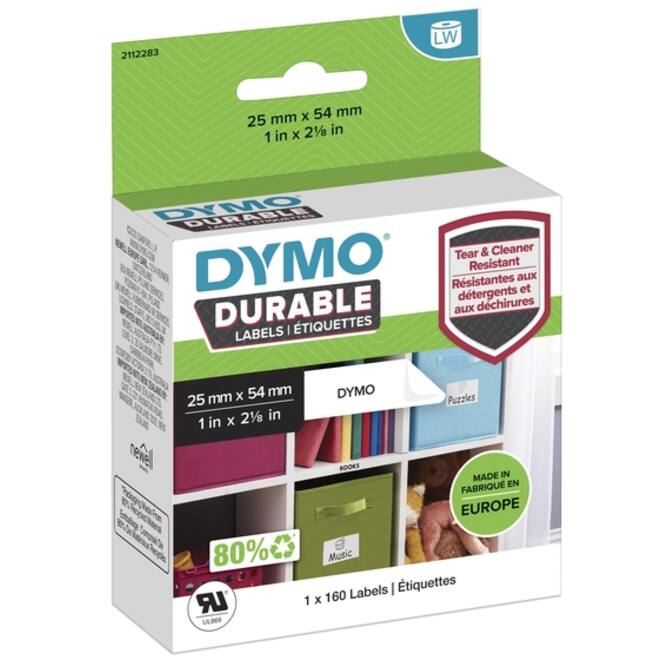 Etiket Dymo LabelWriter industrieel 25x54mm 1 rol á 160 stuks wit
