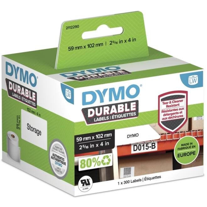 Etiket Dymo LabelWriter industrieel 59x102mm 1 rol á 300 stuks wit