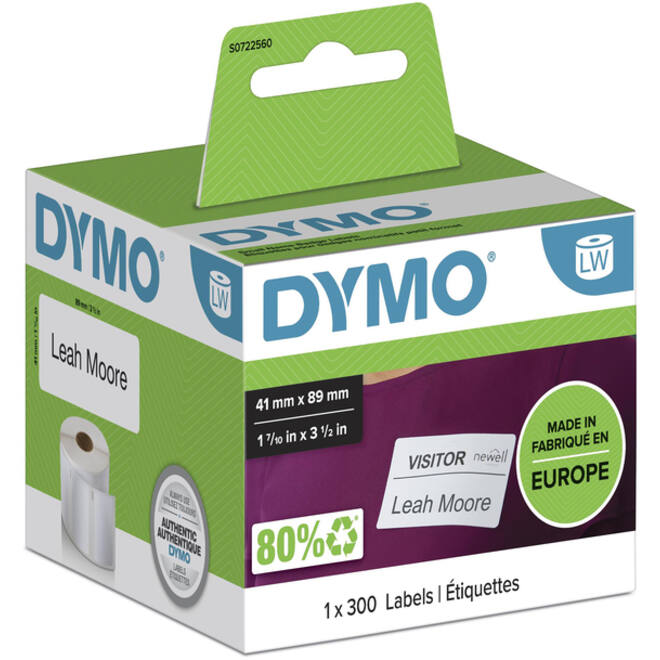 Etiket Dymo LabelWriter naamkaart 41x89mm 1 rol á 300 stuks wit