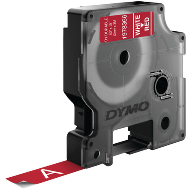 Labeltape Dymo LabelManager D1 polyester 12mm wit op rood