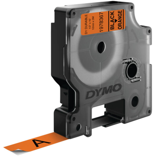 Labeltape Dymo LabelManager D1 polyester 12mm zwart op oranje