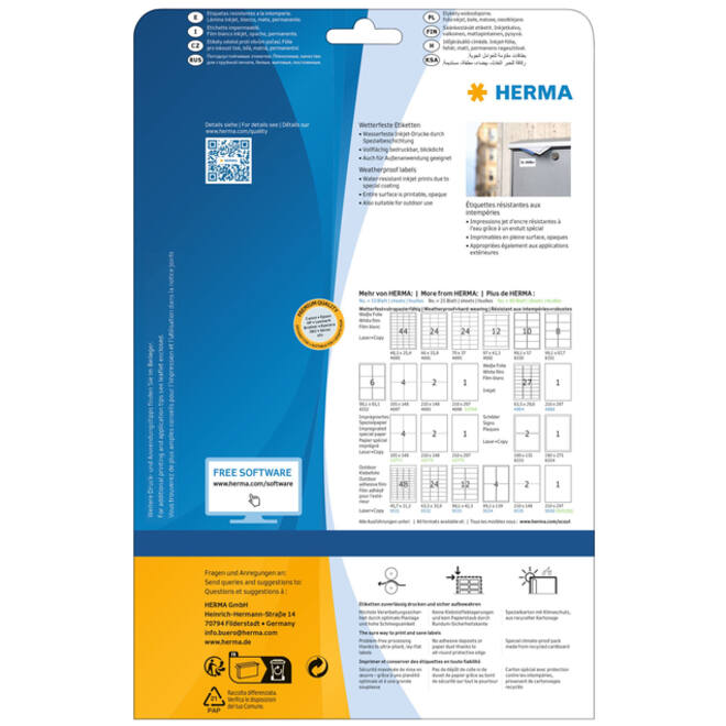 Etiket HERMA 4864 63.5x29.6mm weerbestendig wit 270stuks