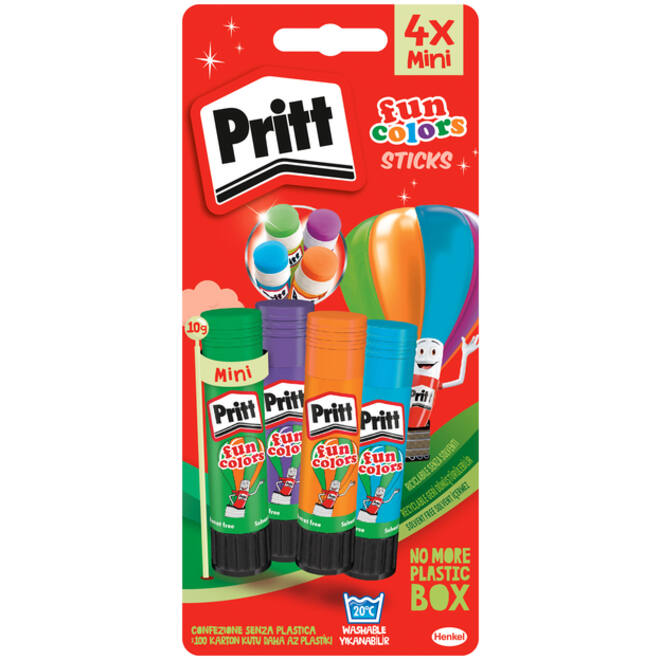 Lijmstift Pritt 10gr fun colors 1 blister à 4 stuks