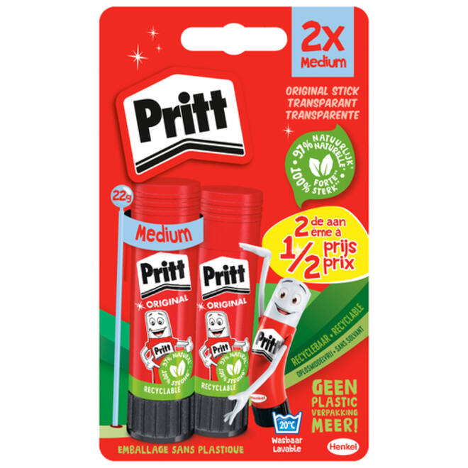 Lijmstift Pritt 22gr op blister à 2 stuks