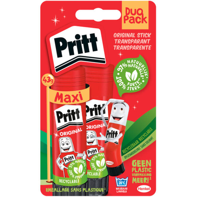 Lijmstift Pritt 43gr blister à 2 stuks