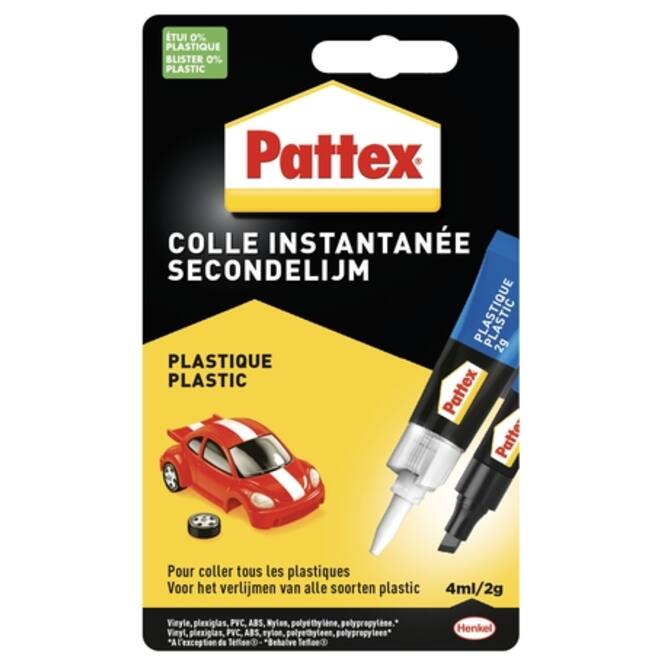 Secondenlijm Pattex all plastic tube 2 gram op blister