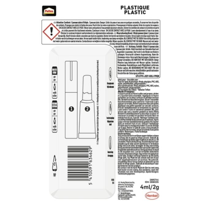 Secondenlijm Pattex all plastic tube 2 gram op blister