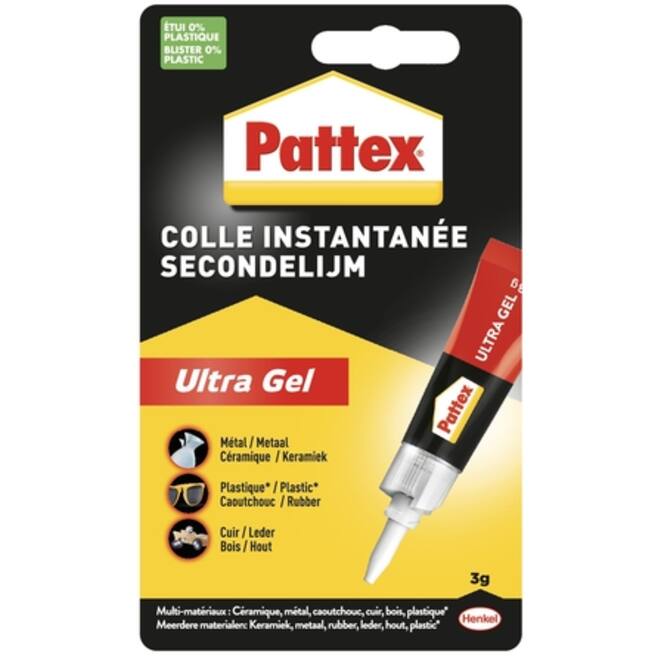 Secondelijm Pattex ultra gel tube 3gram op blister