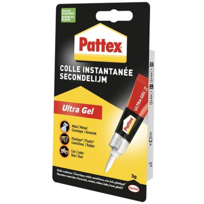 Secondelijm Pattex ultra gel tube 3gram op blister