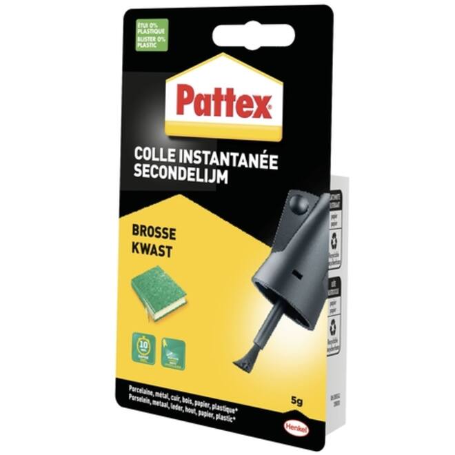 Secondelijm Pattex met kwast flacon 5gram op blister