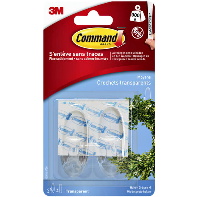 Haak Command middelgroot ovaal incl bevestigingsstrip 2 stuks