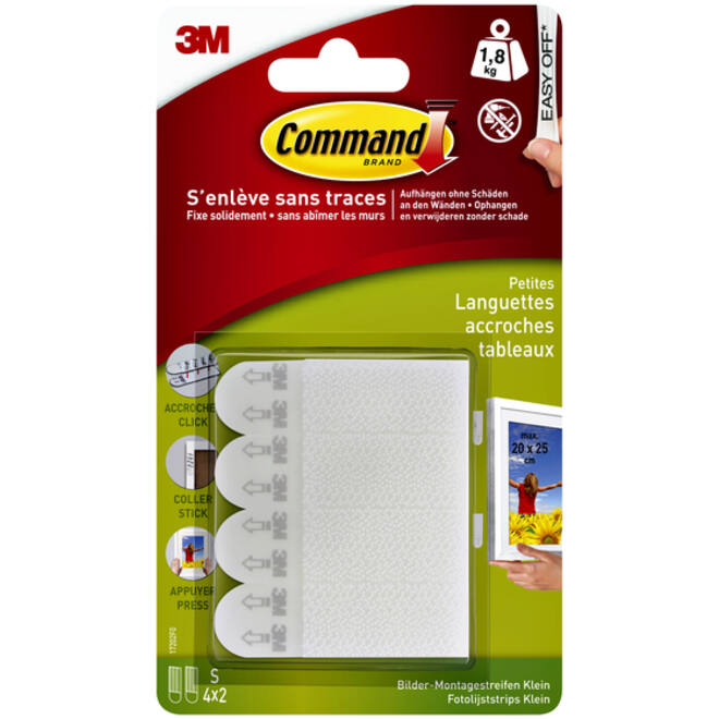 Bevestigingsstrip Command klik vast klein 1,8kg wit