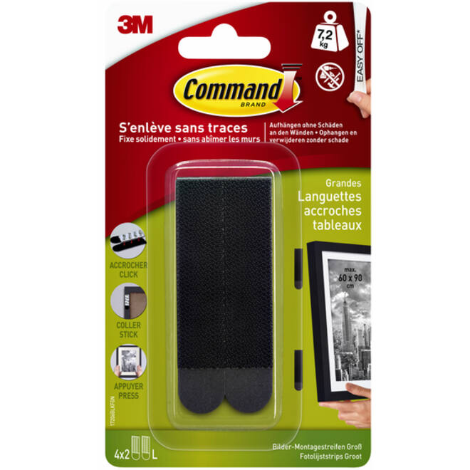 Bevestigingsstrip Command groot klik vast 7,2kg zwart