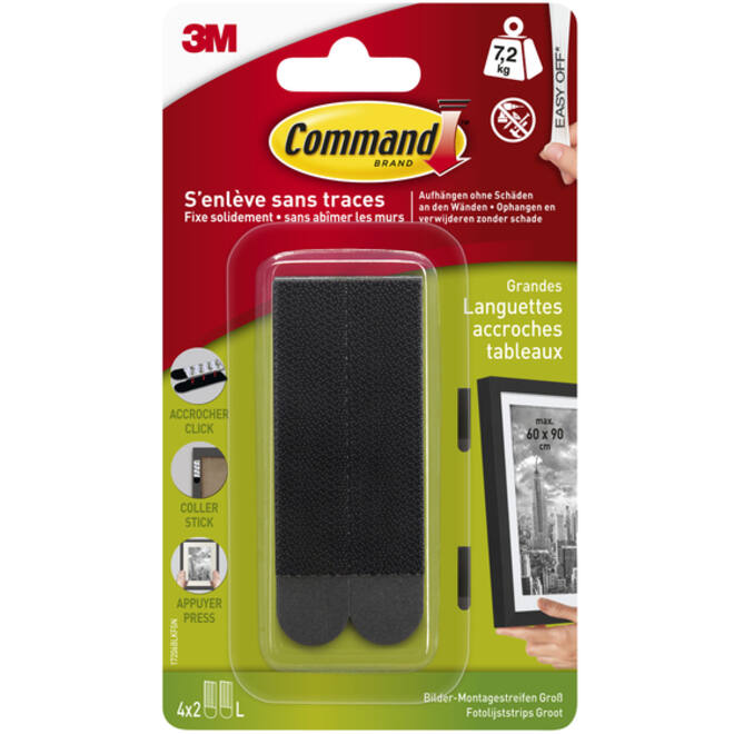 Bevestigingsstrip Command groot klik vast 7,2kg zwart