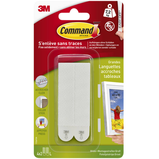 Bevestigingsstrip Command groot klik vast 7,2kg wit