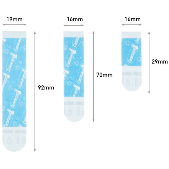 Bevestigingsstrip Command waterbestendig 16 stuks assorti