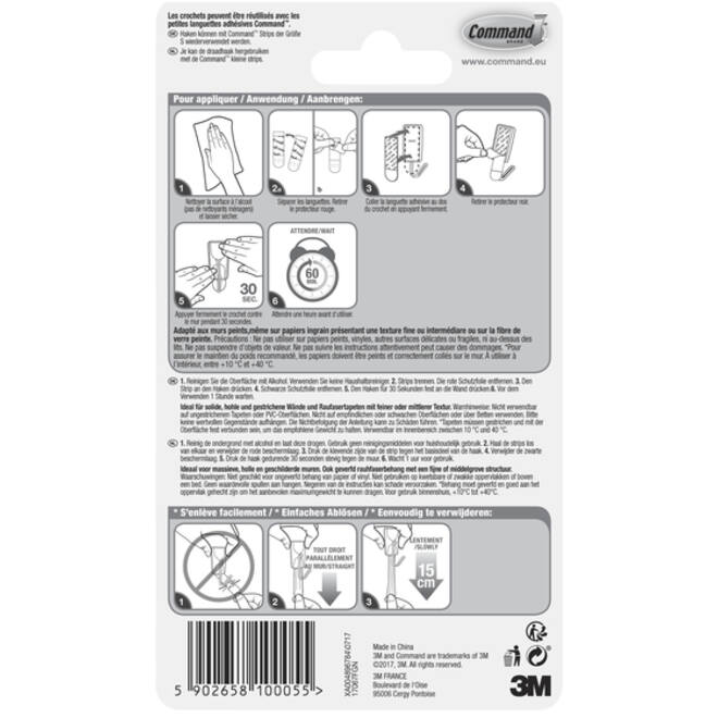 Draadhaak Command incl bevestigingsstrip 3 stuks