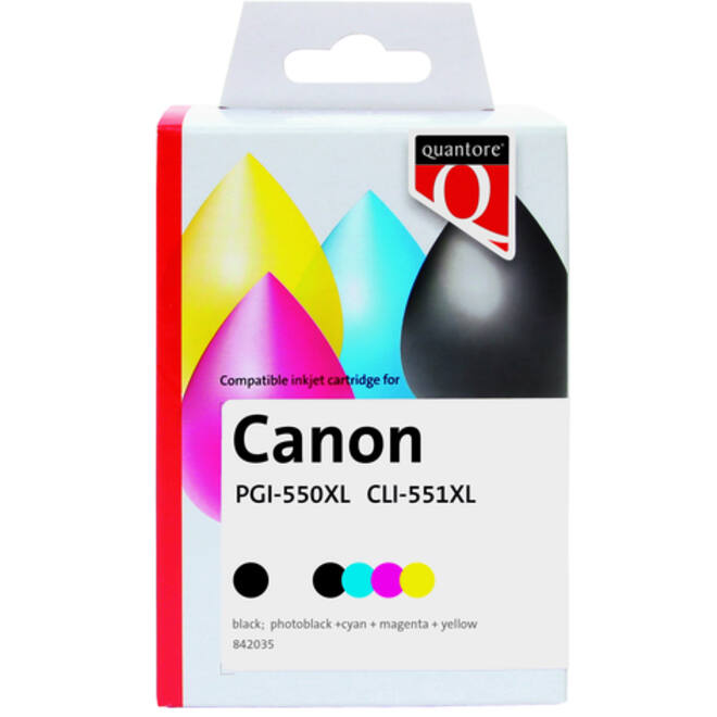 Inktcartridge Quantore alternatief tbv Canon PGI-550XL CLI-551XL zwart + 4 kleuren