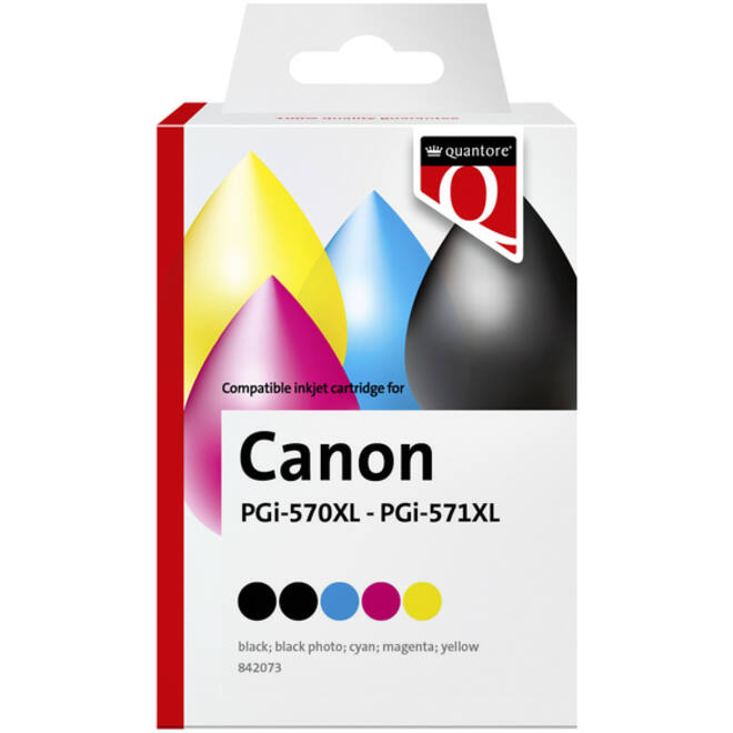 Inktcartridge Quantore alternatief tbv Canon PGI-570XL CLI-571XL 2x zwart 3x kleur