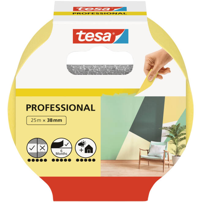 Afplaktape tesa® Professional 25mx38mm geel
