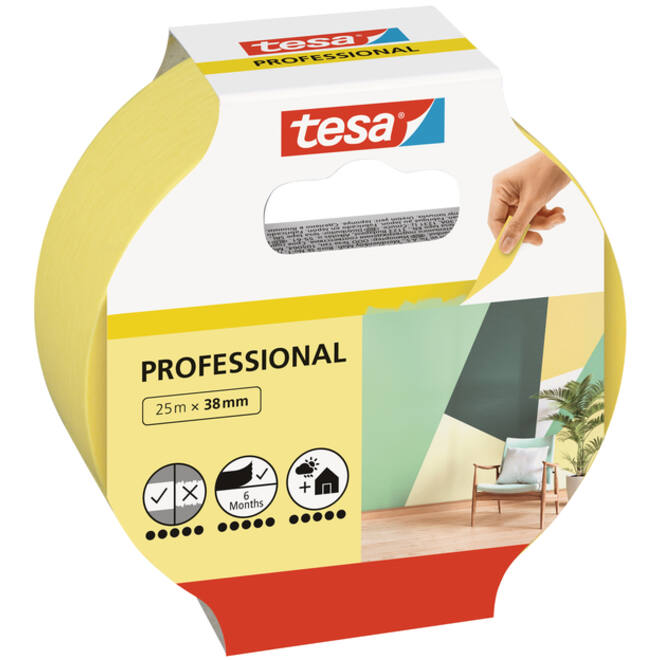 Afplaktape tesa® Professional 25mx38mm geel