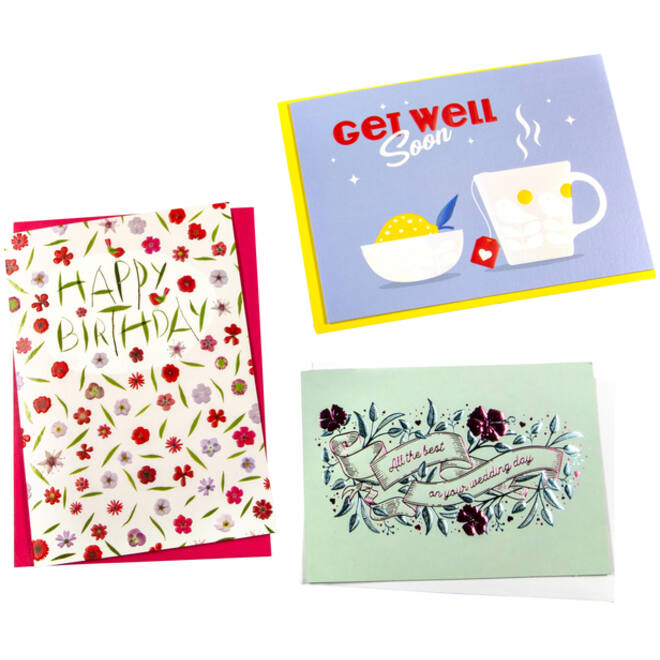 Wenskaart Paperclip navulset Engels 6 kaarten assorti