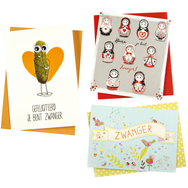 Wenskaart Paperclip navulset zwanger 6 kaarten