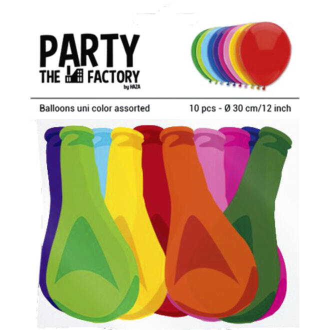 Ballon Haza uni 30cm 10 stuks assorti