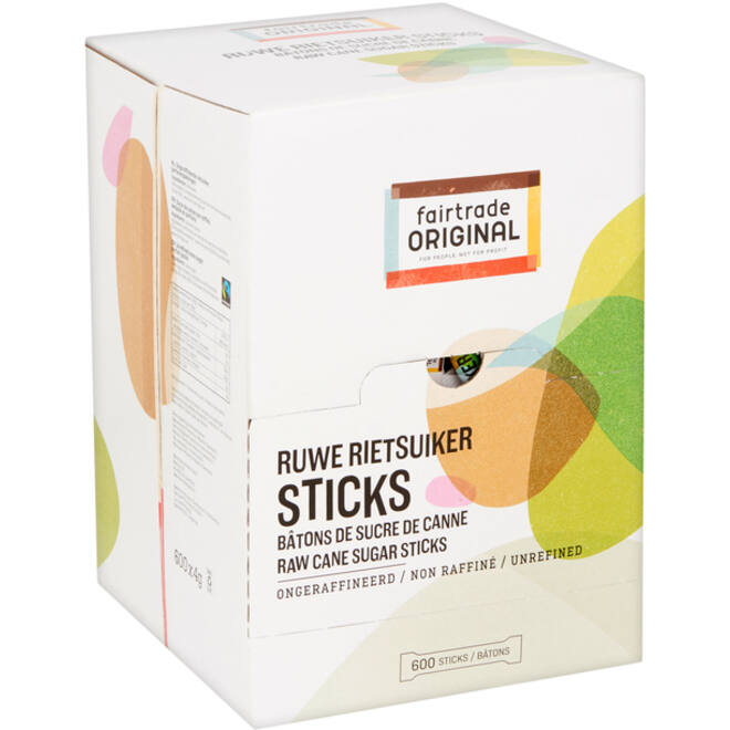 Rietsuikersticks Fairtrade Original 600 stuks
