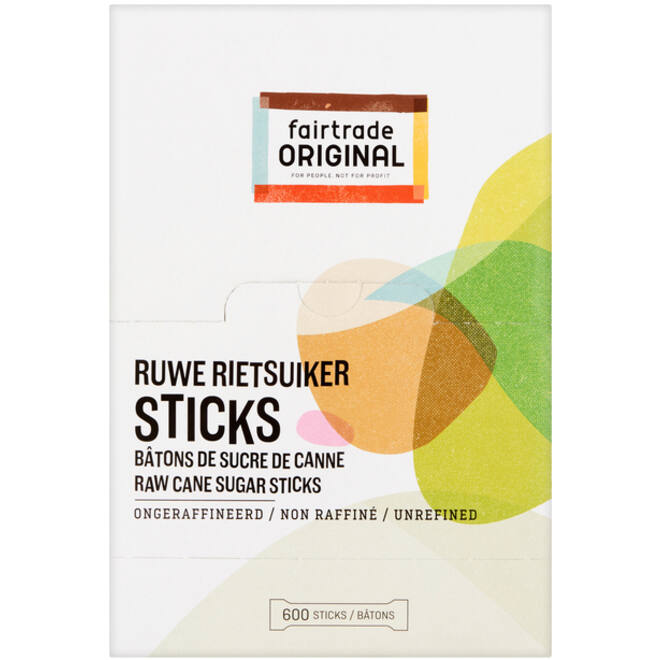 Rietsuikersticks Fairtrade Original 600 stuks