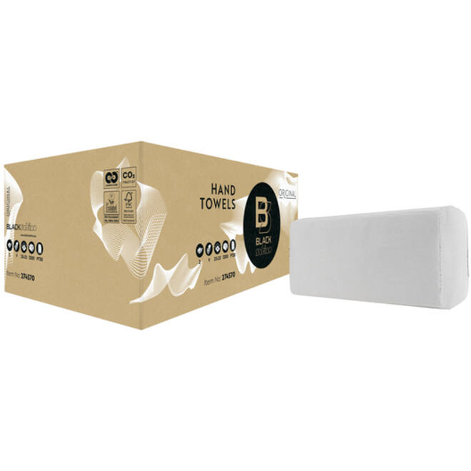 Handdoek BlackSatino Original PT30 v-vouw 2-laags 25x23cm wit 274570