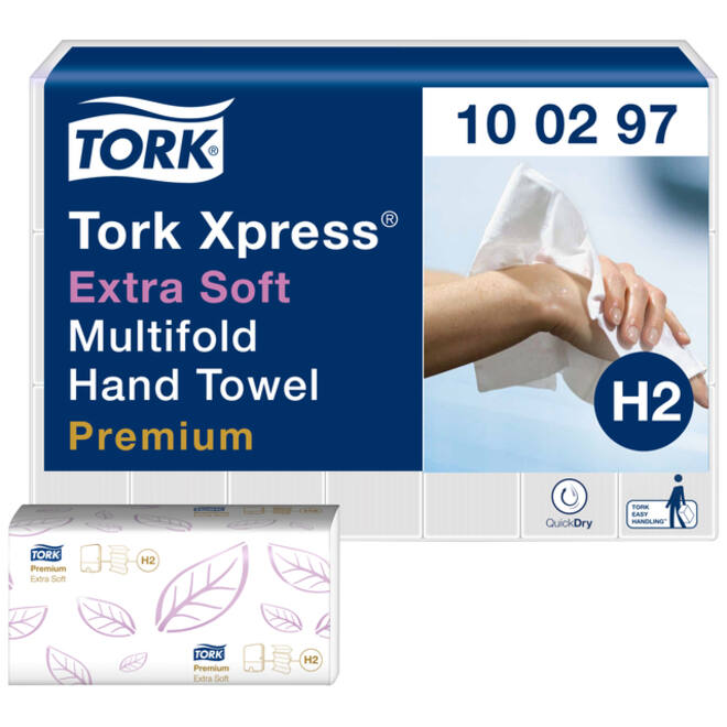 Handdoek Tork Xpress H2 multifold en 2-laags wit 100297