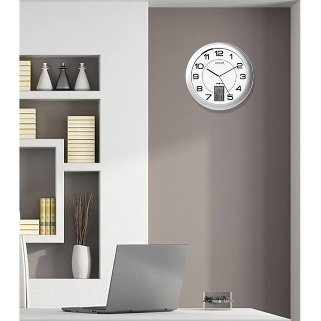 Wandklok Unilux Instinct Ø 30.5cm zilvergrijs/wit