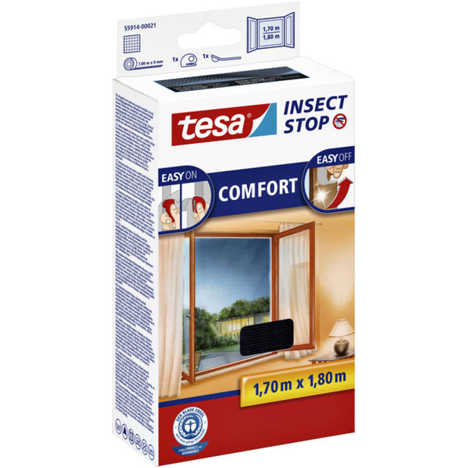 Insectenhor tesa® Insect Stop COMFORT raam 1,7x1,8m zwart