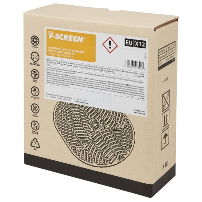 Urinoirmat V-screen Citrus Mango 178x178mm lichtgrijs