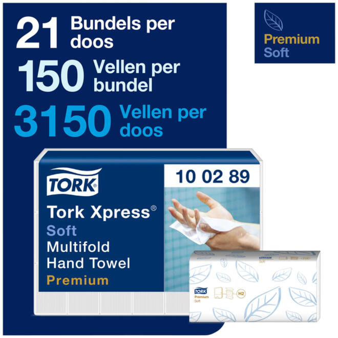 Handdoek Tork Xpress H2 multifold Premium 2-laags wit 100289