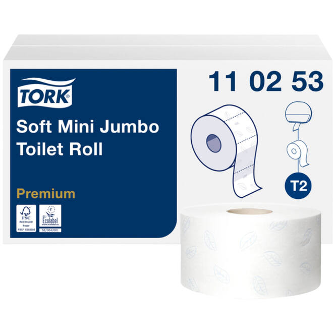 Toiletpapier Tork Mini Jumbo T2 premium 2-laags 170mtr wit 110253