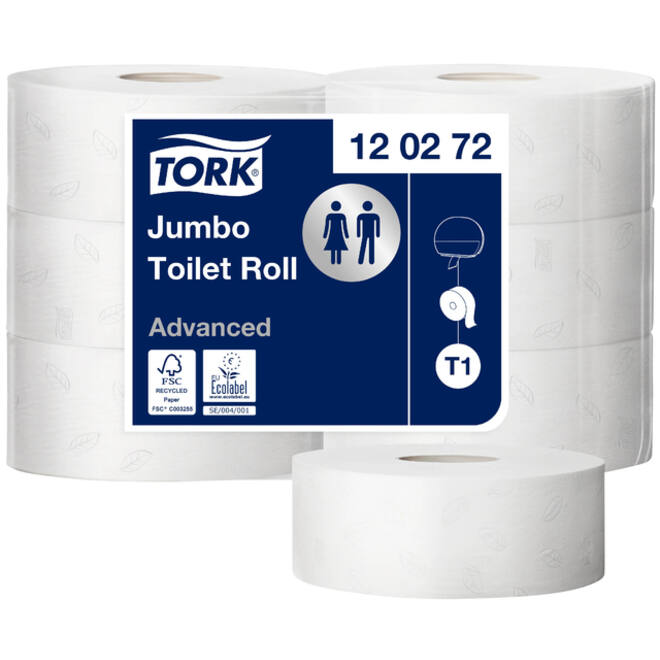 Toiletpapier Tork T1 Advanced jumbo 2-laags 360m wit 120272