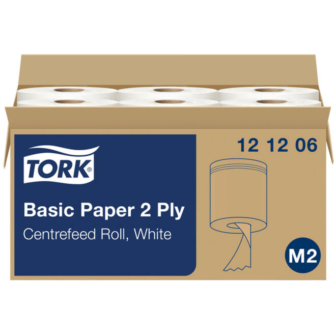 Poetsrol Tork Basic M2 centerfeed multifunctioneel 2-laags 160m wit 121206