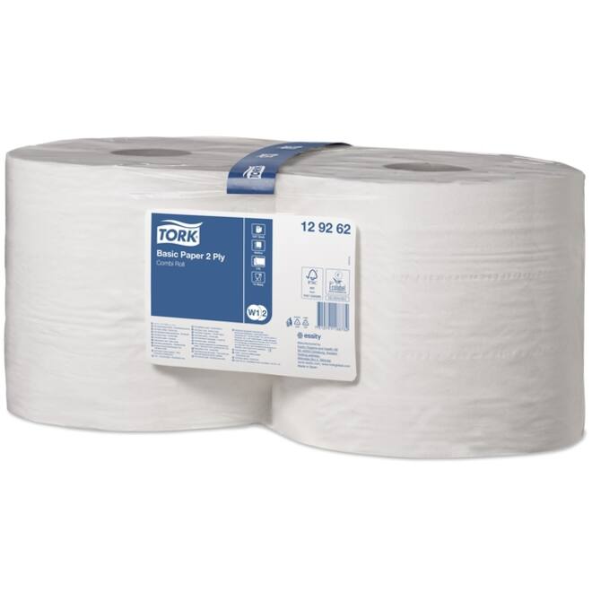 Poetspapier Tork Basic Combi rol W1/2 multifunctioneel 340m wit 129262